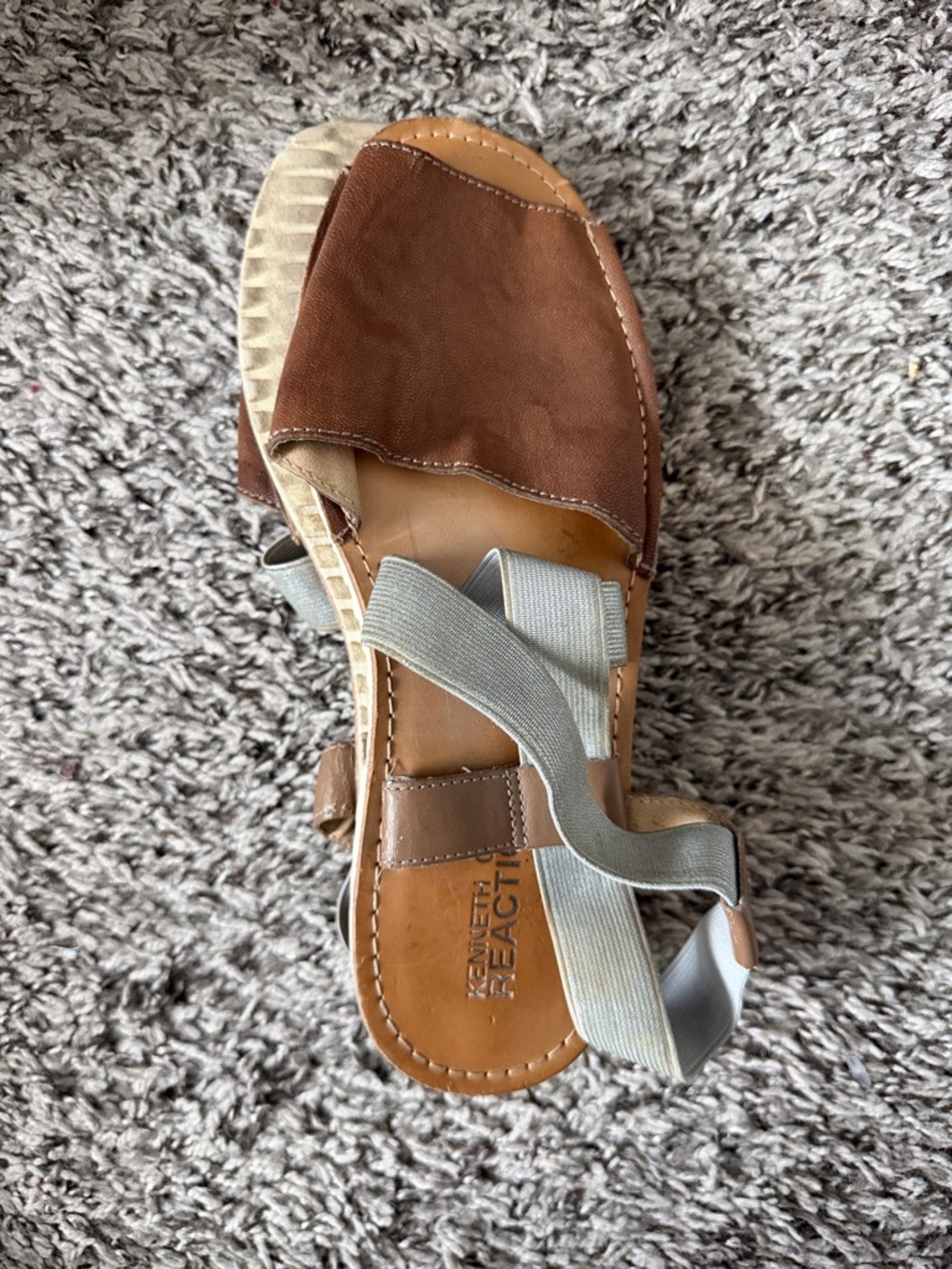 Kenneth Cole Reaction Brown Sandal with Gray Elastic Straps